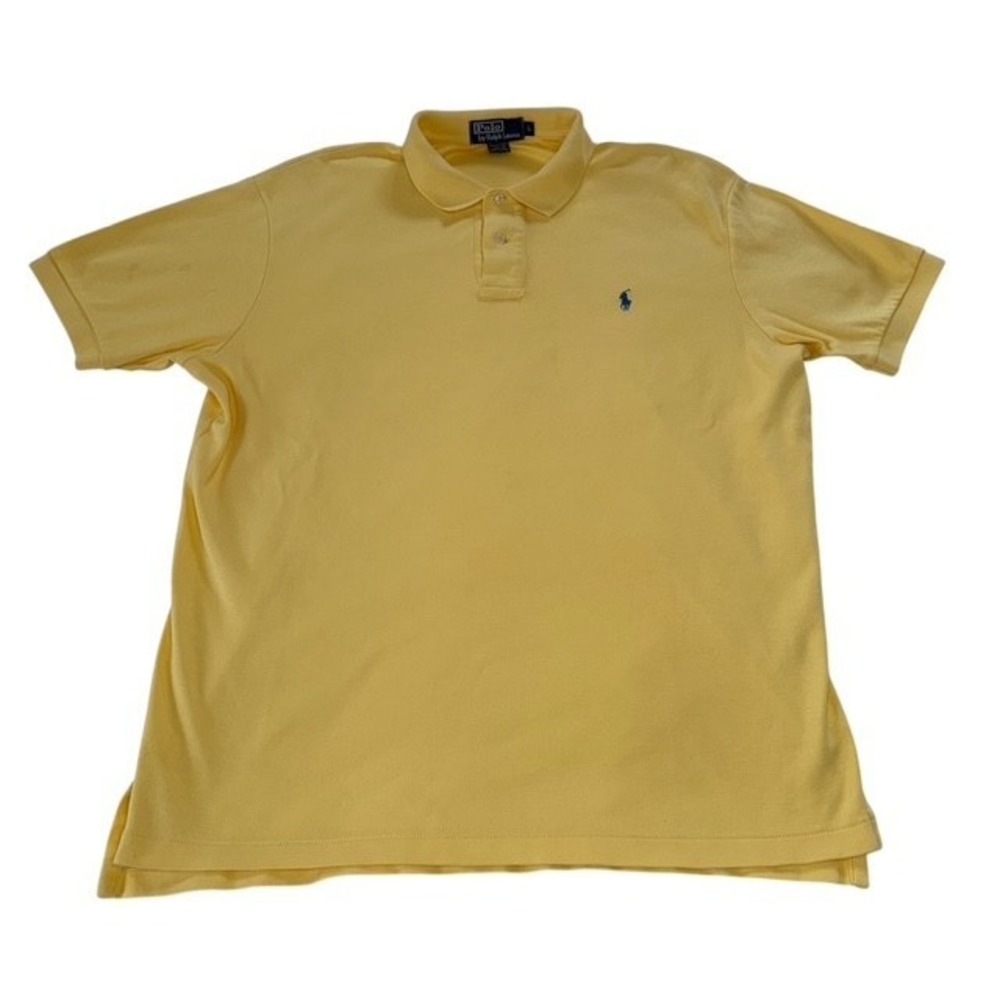 Vintage POLO Ralph Lauren Polo Shirt Men Large Yellow‎ Short Sleeve Pony Logo